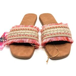 Roxy Women's Positano Slip-On Flat Sandals Open Pink Rose Size 8 NWT